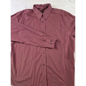Eddie Bauer Men's‎ Large Red Plaid Relax Fit Long Sleeve Shirt